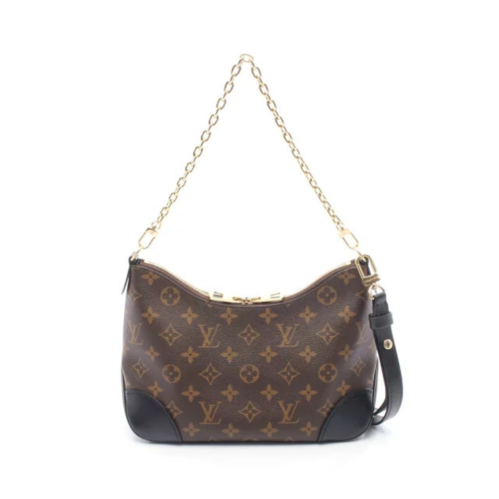 Louis Vuitton Boulogne NM Handbag Canvas Leather Monogram Brown Black
